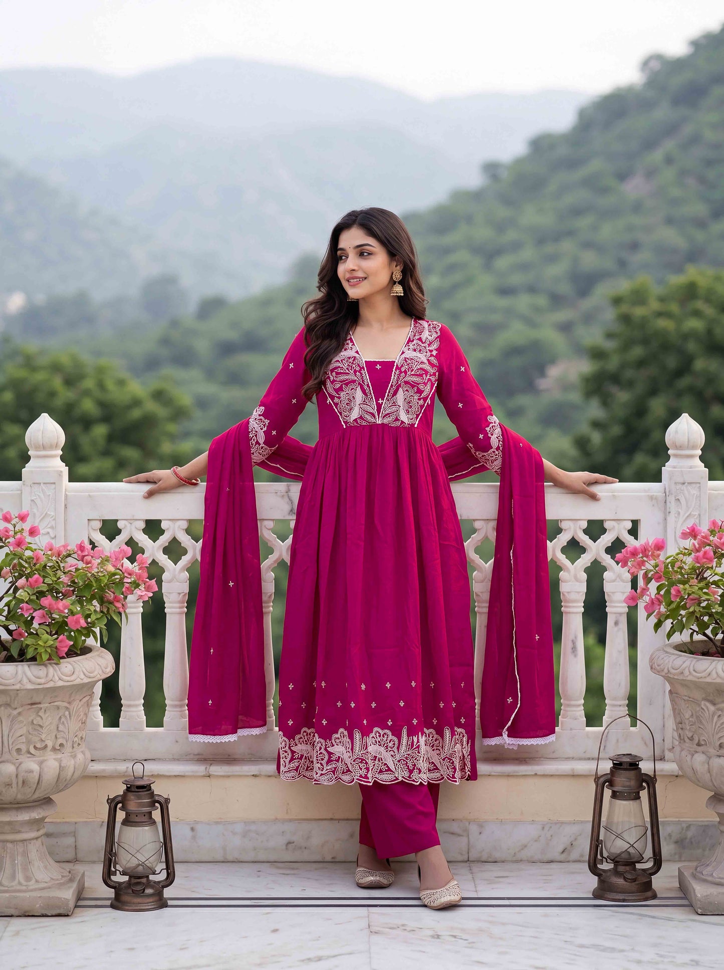 women-rani-pink-vichitra-silk-kurta-white-embroidery-yoke-closeup-bohorang