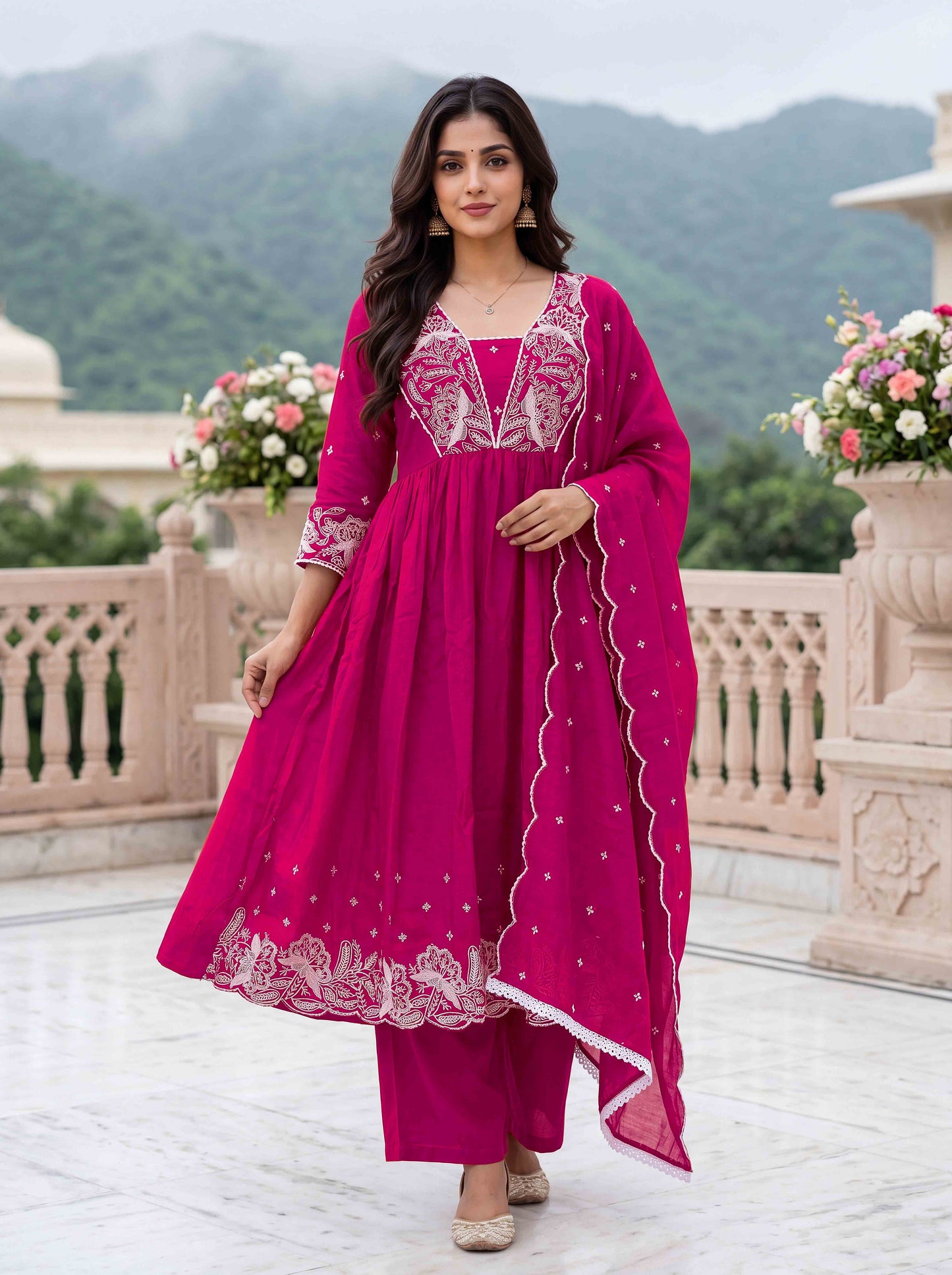 women-vichitra-silk-embroidered-anarkali-kurta-rani-pink-dupatta-view-bohorang
