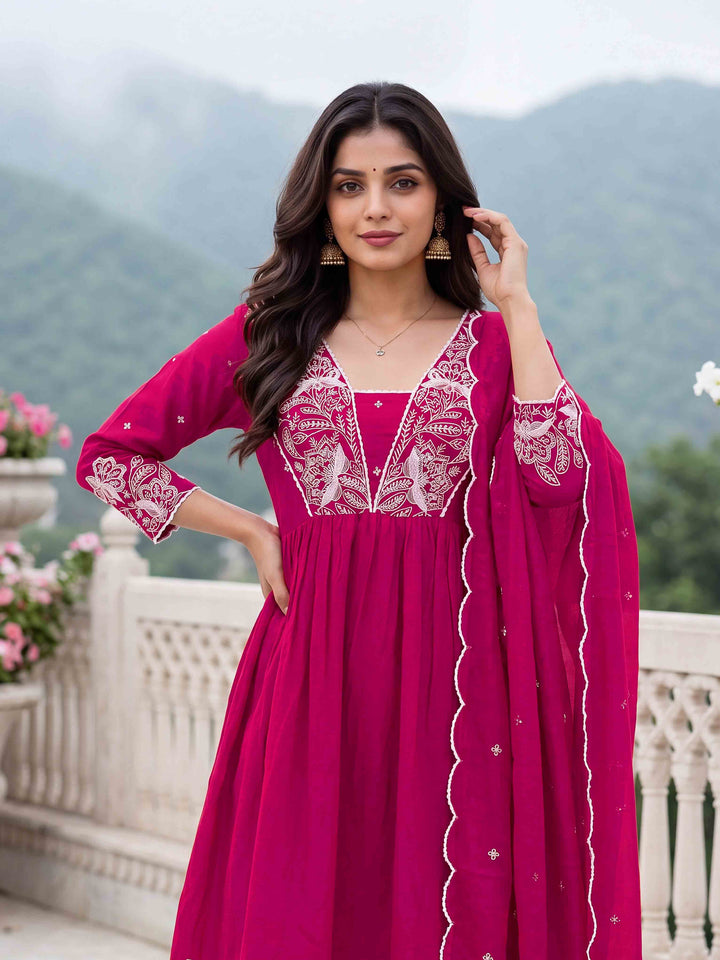 women-rani-pink-anarkali-kurta-white-chikankari-embroidery-hem-bohorang