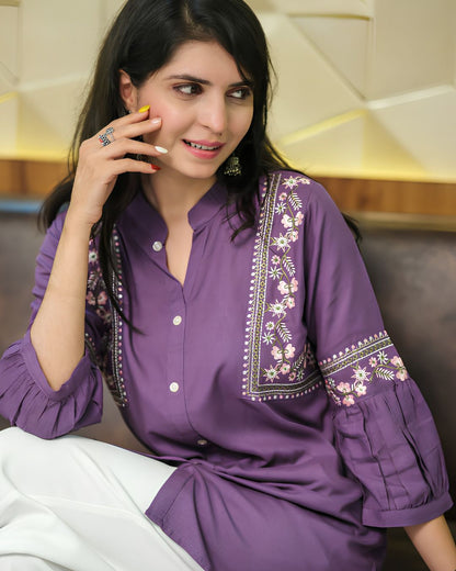 Purple Viscose Rayon Kurti for Women – Elegant & Trendy Style