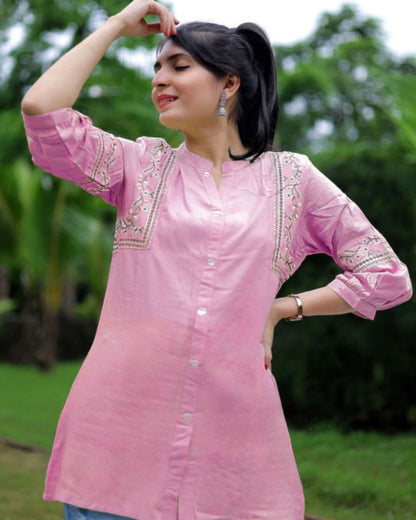 Light Pink Viscose Rayon Kurti for Women – Soft & Elegant Daily Wear