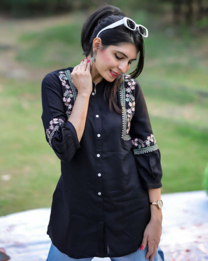 Black Elegant Kurti for Women – Classic Casual Style