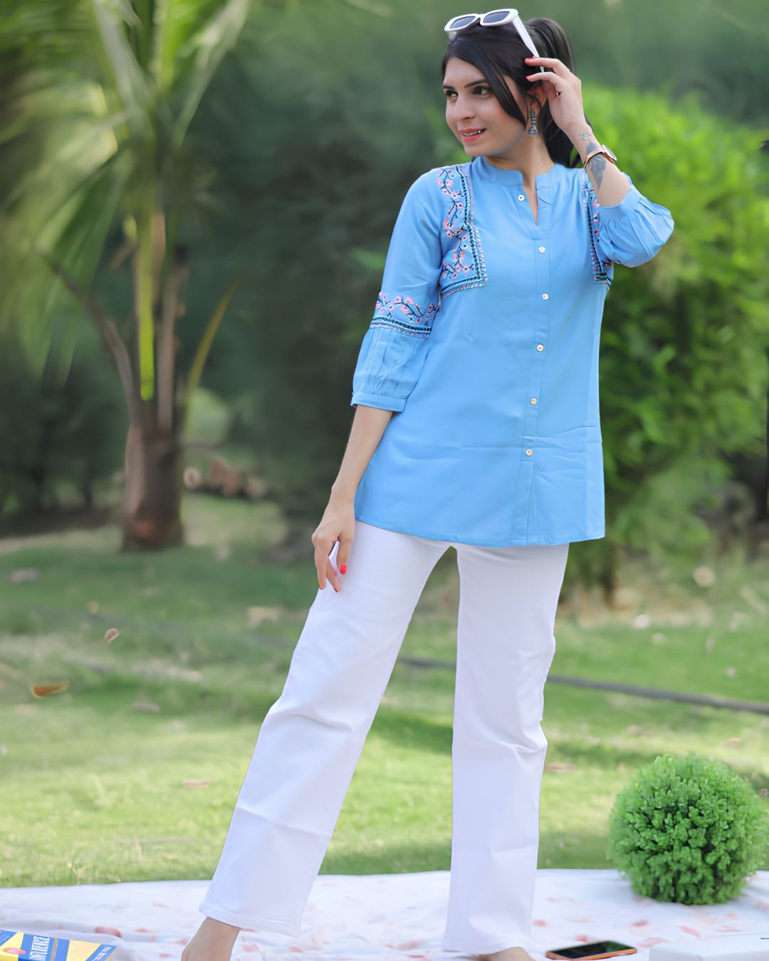 Blue Viscose Rayon Kurti for Women – Comfortable Casual Wear
