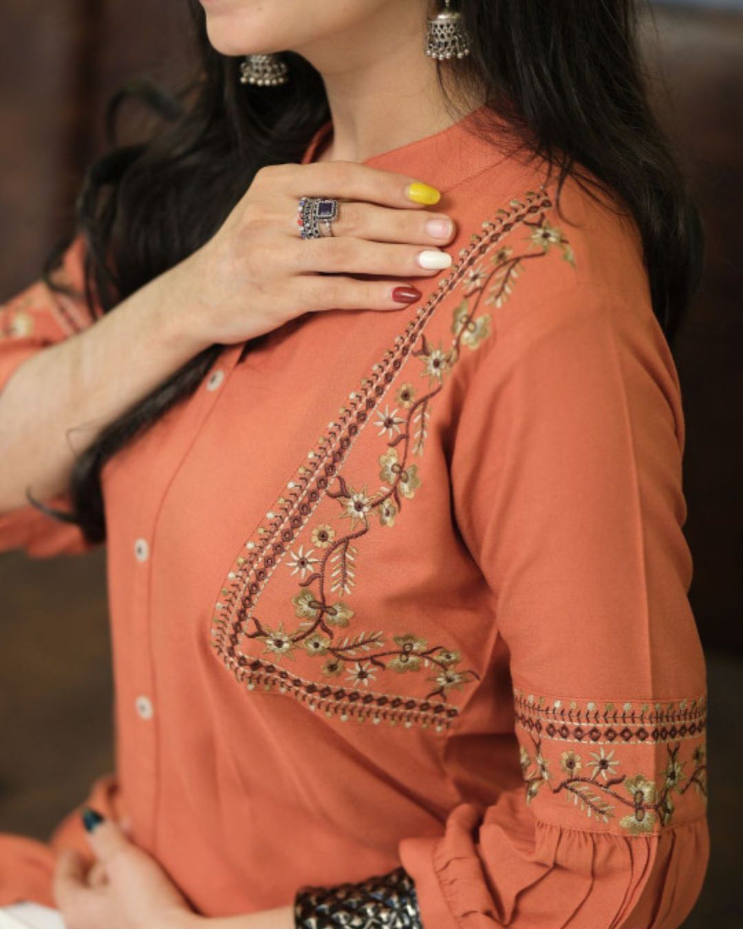 Rust Viscose Rayon Kurti for Women – Trendy Ethnic Wear