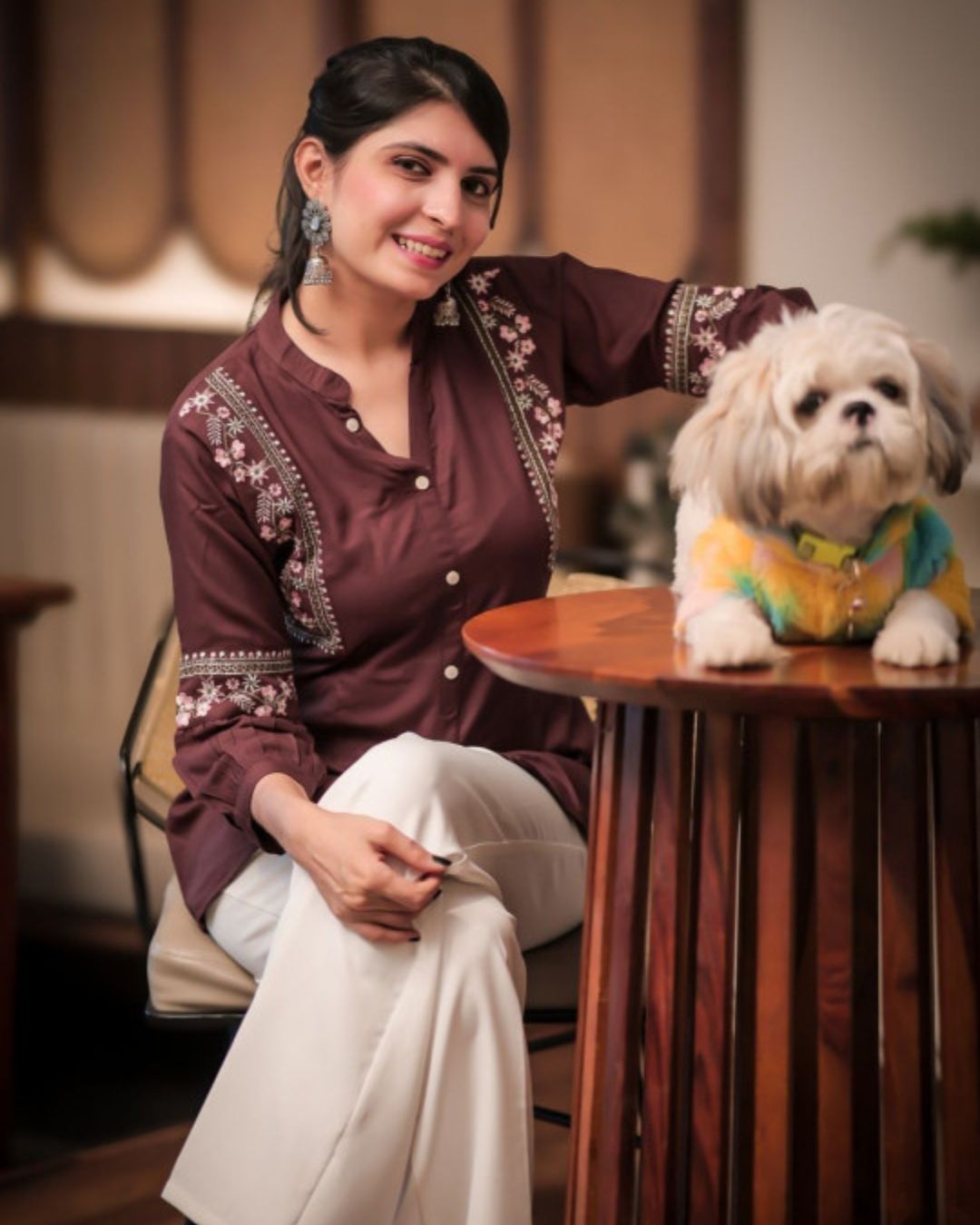 Brown Viscose Rayon Kurti for Women – Smart Casual Look