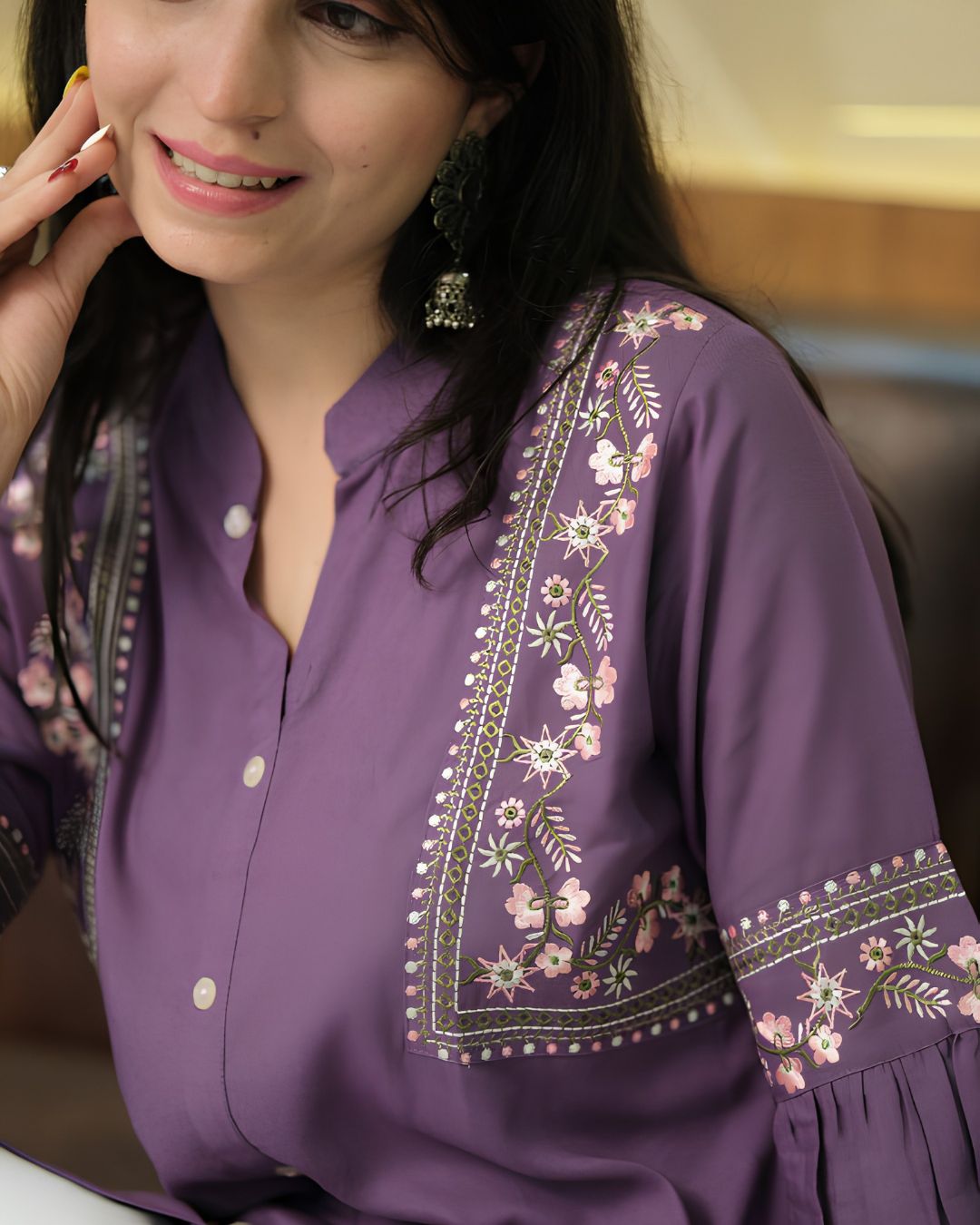 Purple Viscose Rayon Kurti for Women – Elegant & Trendy Style