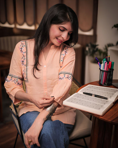 Peach Viscose Rayon Kurti for Women – Light & Elegant Style
