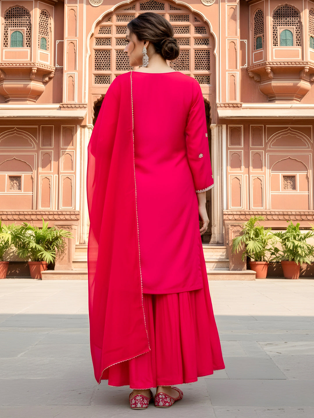 women-red-viscose-silk-embroidered-kurta-sharara-dupatta-set-full-view-bohorang
