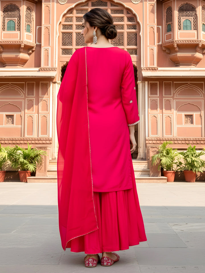 women-red-viscose-silk-embroidered-kurta-sharara-dupatta-set-full-view-bohorang