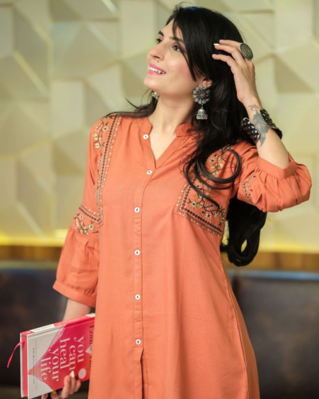 Rust Viscose Rayon Kurti for Women – Trendy Ethnic Wear
