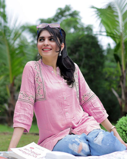 Light Pink Viscose Rayon Kurti for Women – Soft & Elegant Daily Wear