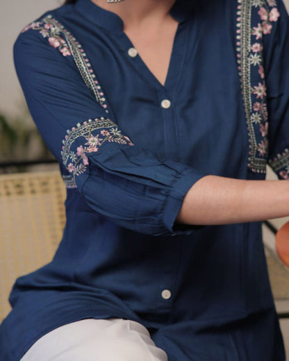 Teal Viscose Rayon Kurti for Women – Modern Stylish Wear