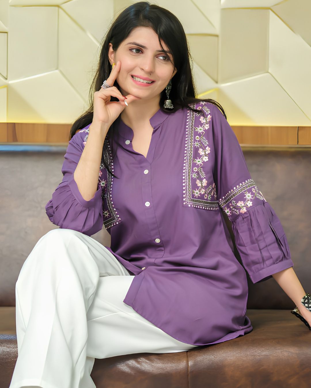 Purple Viscose Rayon Kurti for Women – Elegant & Trendy Style
