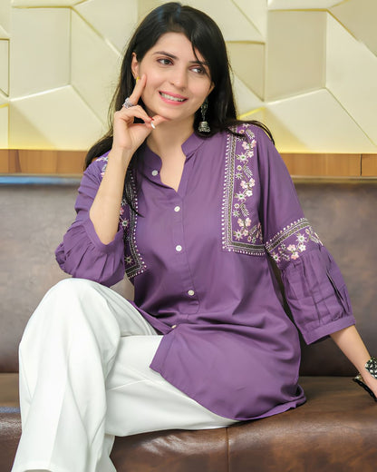 Purple Viscose Rayon Kurti for Women – Elegant & Trendy Style