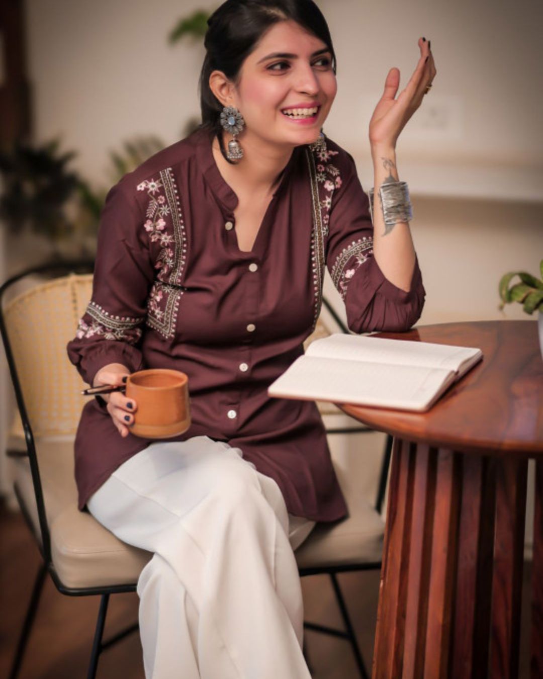 Brown Viscose Rayon Kurti for Women – Smart Casual Look