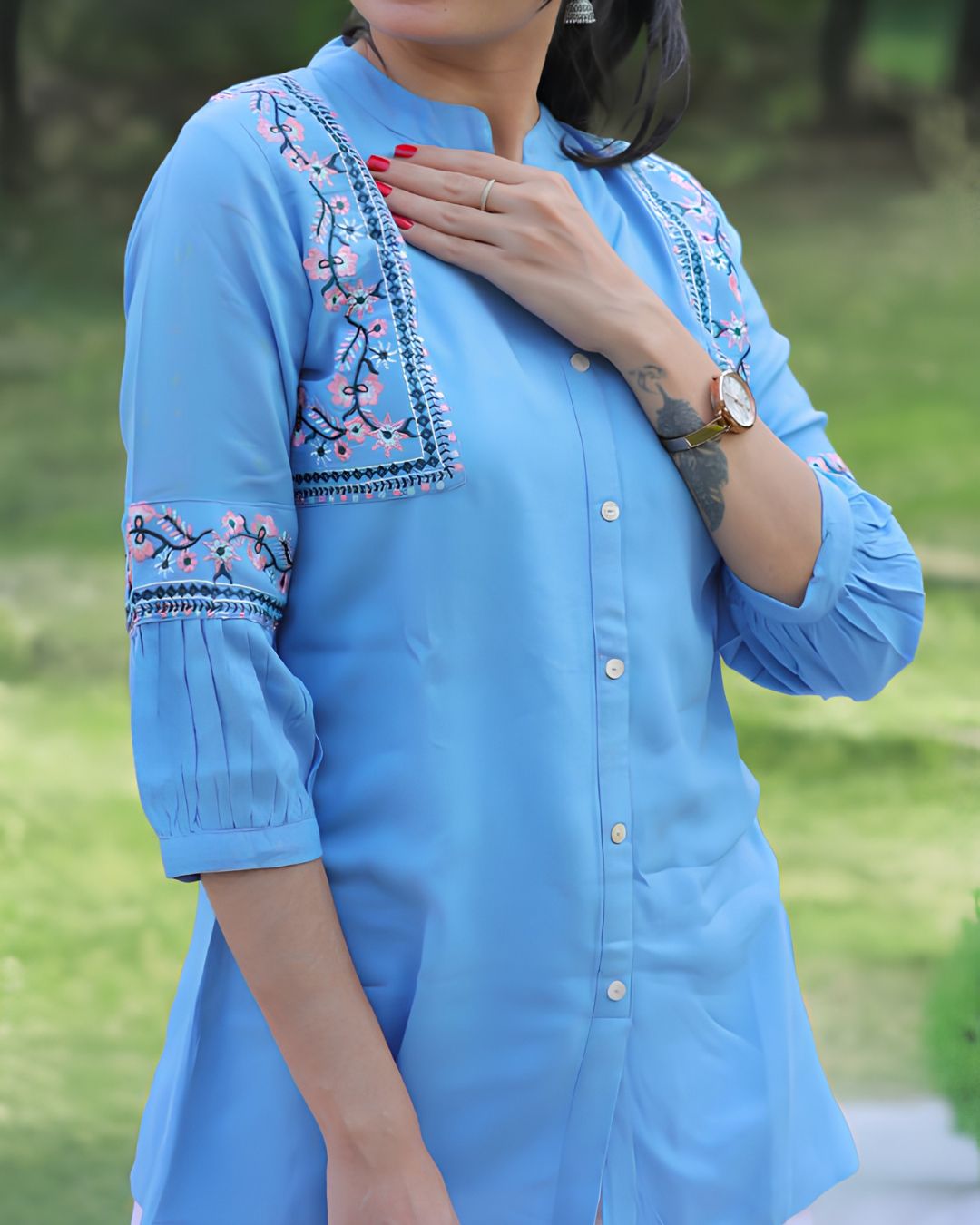 Blue Viscose Rayon Kurti for Women – Comfortable Casual Wear