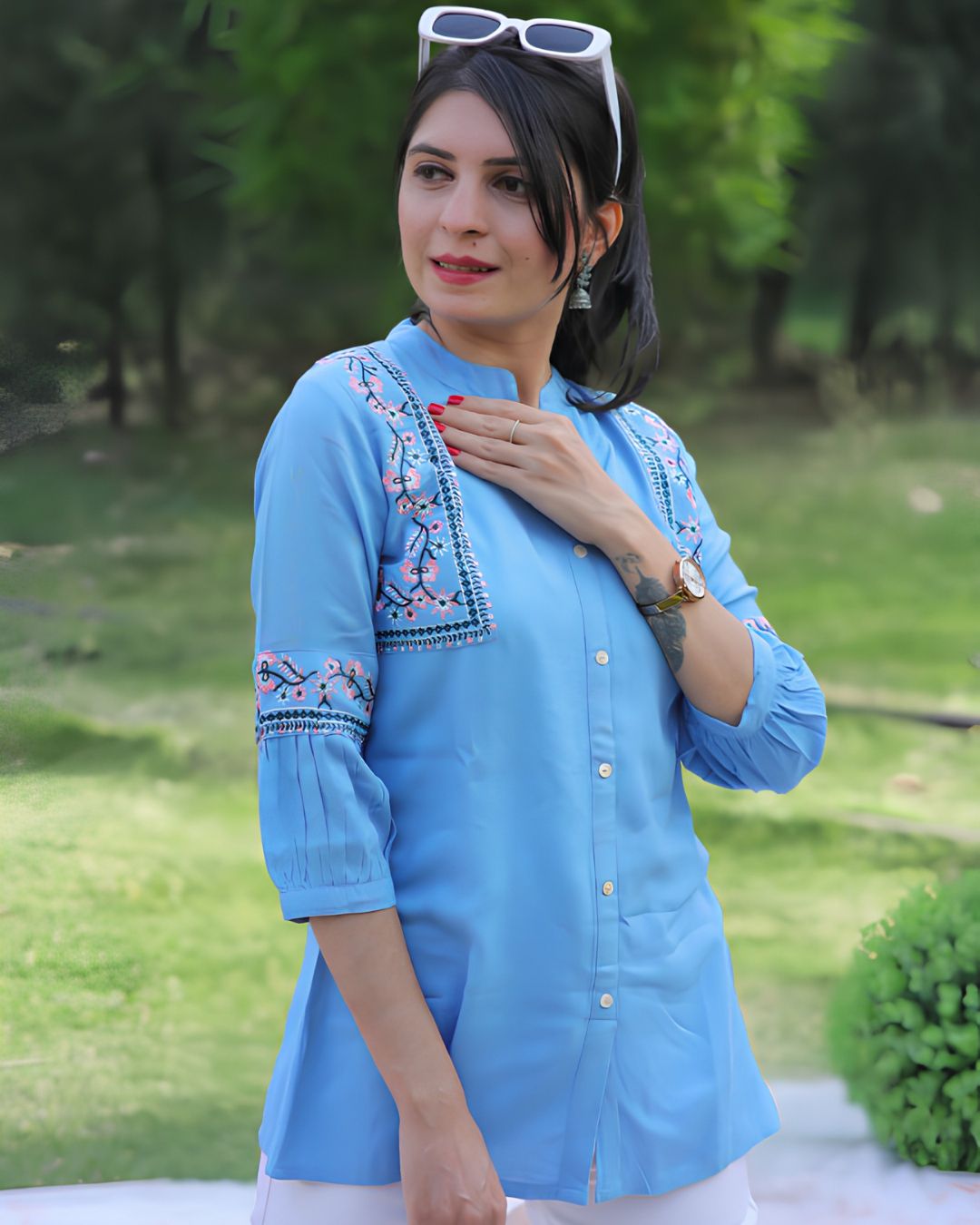 Blue Viscose Rayon Kurti for Women – Comfortable Casual Wear