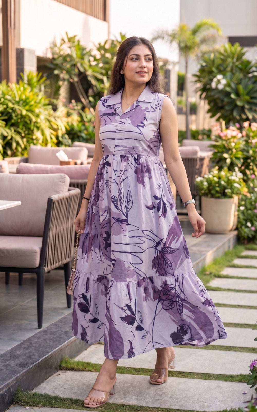 women-lavender-bloom-floral-printed-maxi-dress-front-view-bohorang
