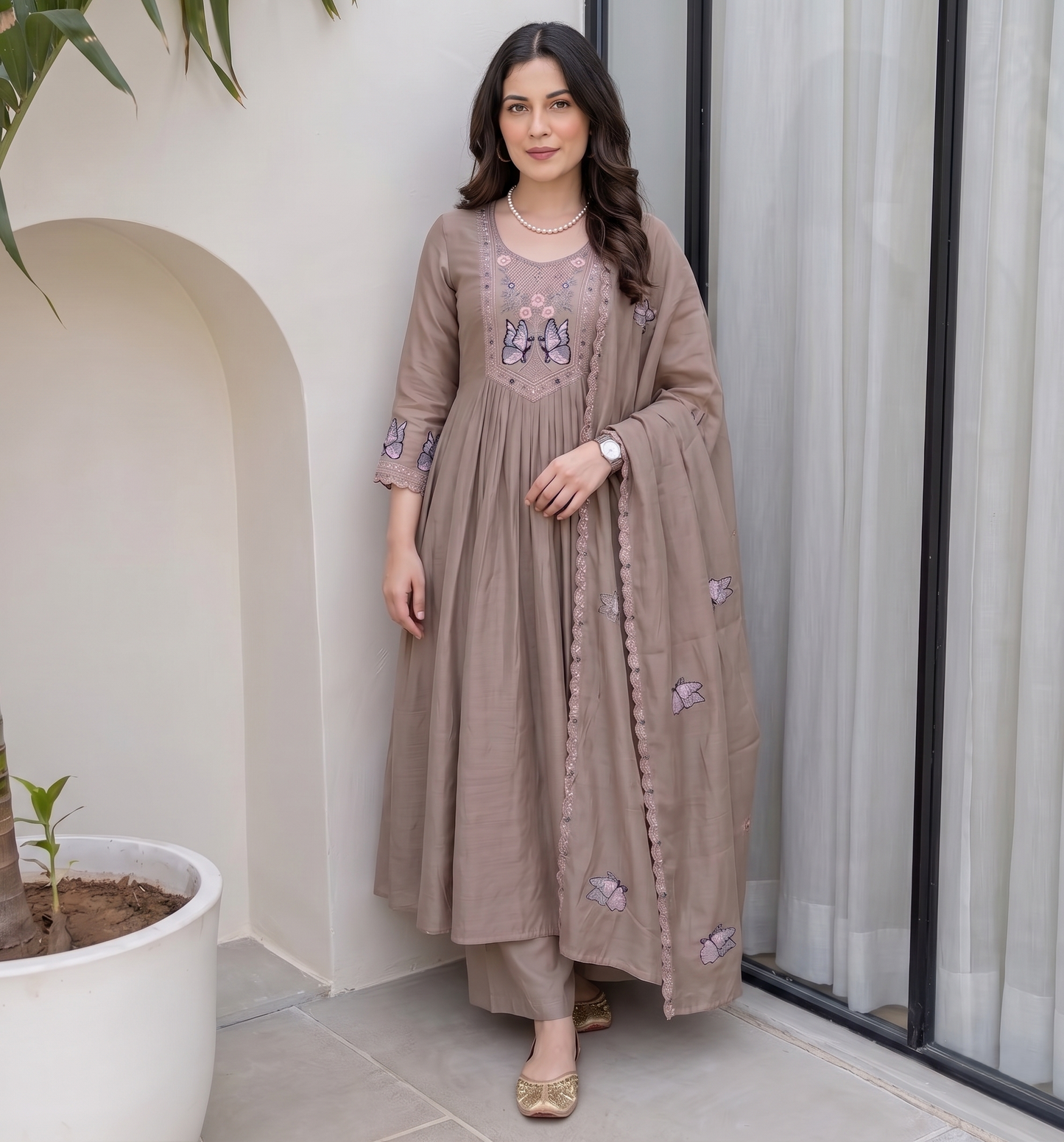 buy-women-chiku-vichitra-silk-butterfly-kurta-set-online-m-l-xl-xxl-bohorang