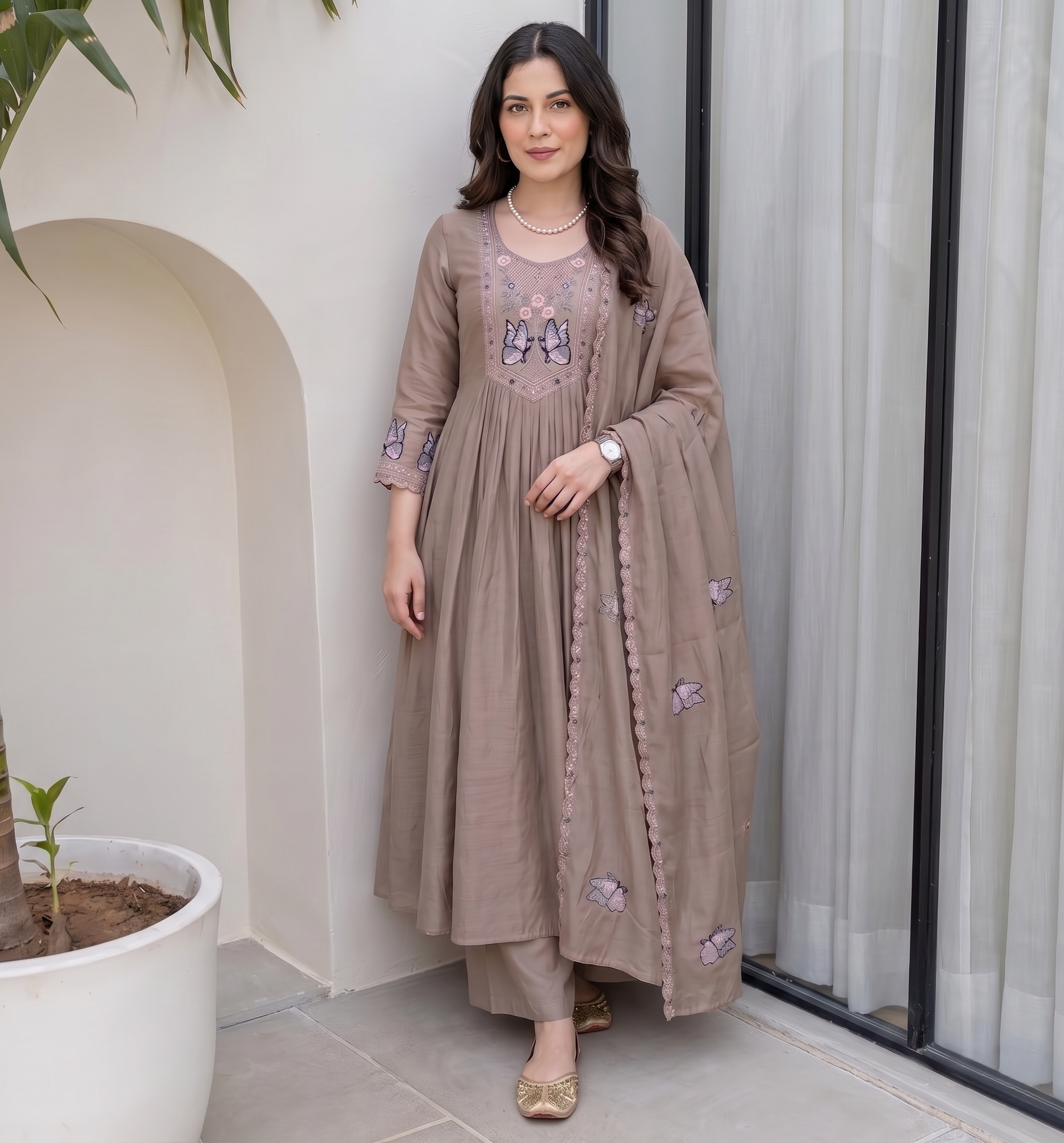 buy-women-chiku-vichitra-silk-butterfly-kurta-set-online-m-l-xl-xxl-bohorang