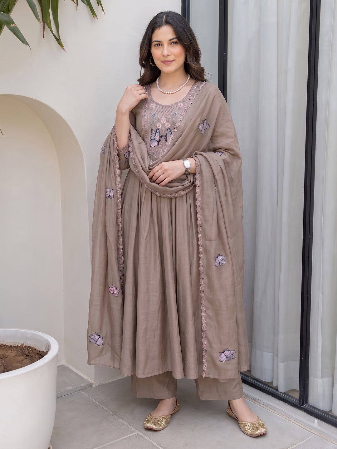 women-vichitra-silk-butterfly-embroidered-anarkali-kurta-chiku-front-dupatta-view-bohorang
