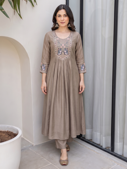 women-chiku-mocha-vichitra-silk-anarkali-kurta-pant-set-without-dupatta-bohorang