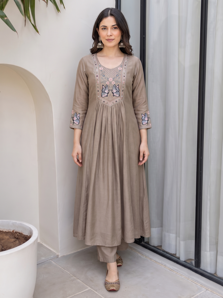 women-chiku-mocha-vichitra-silk-anarkali-kurta-pant-set-without-dupatta-bohorang