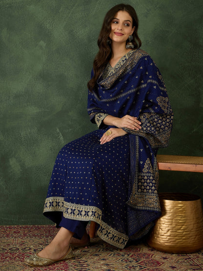 buy-women-navy-blue-vichitra-silk-anarkali-kurta-set-online-s-to-5xl-bohorang