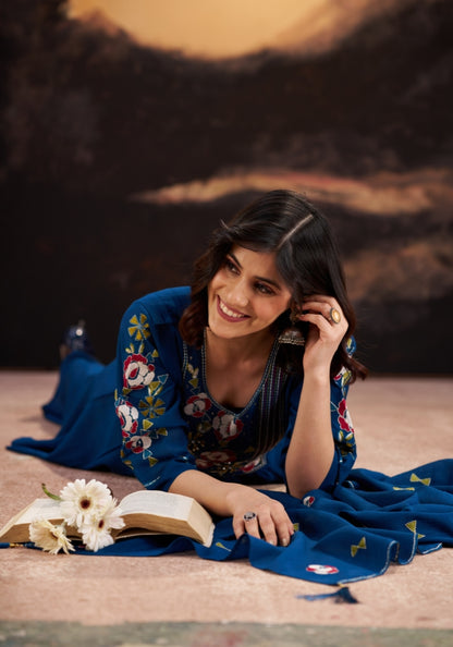 Blue Loop festive kurta set styled for wedding and celebration wear