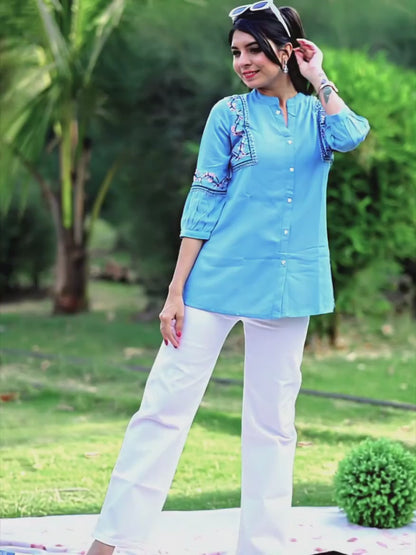 Blue Viscose Rayon Kurti for Women – Comfortable Casual Wear